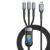 Multi 100W Nylon USB 3 em 1 Cabo de Carregamento Flexi