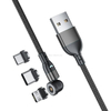 Otočn&yacute; 3 v 1 LED magnetick&yacute; USB kabel o 540 stupn&iacute;ch