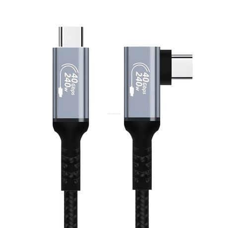 USB C-kabel naar USB C-kabel USB 4.0 USB4-kabel Aluminium behuizing 90 graden FL402